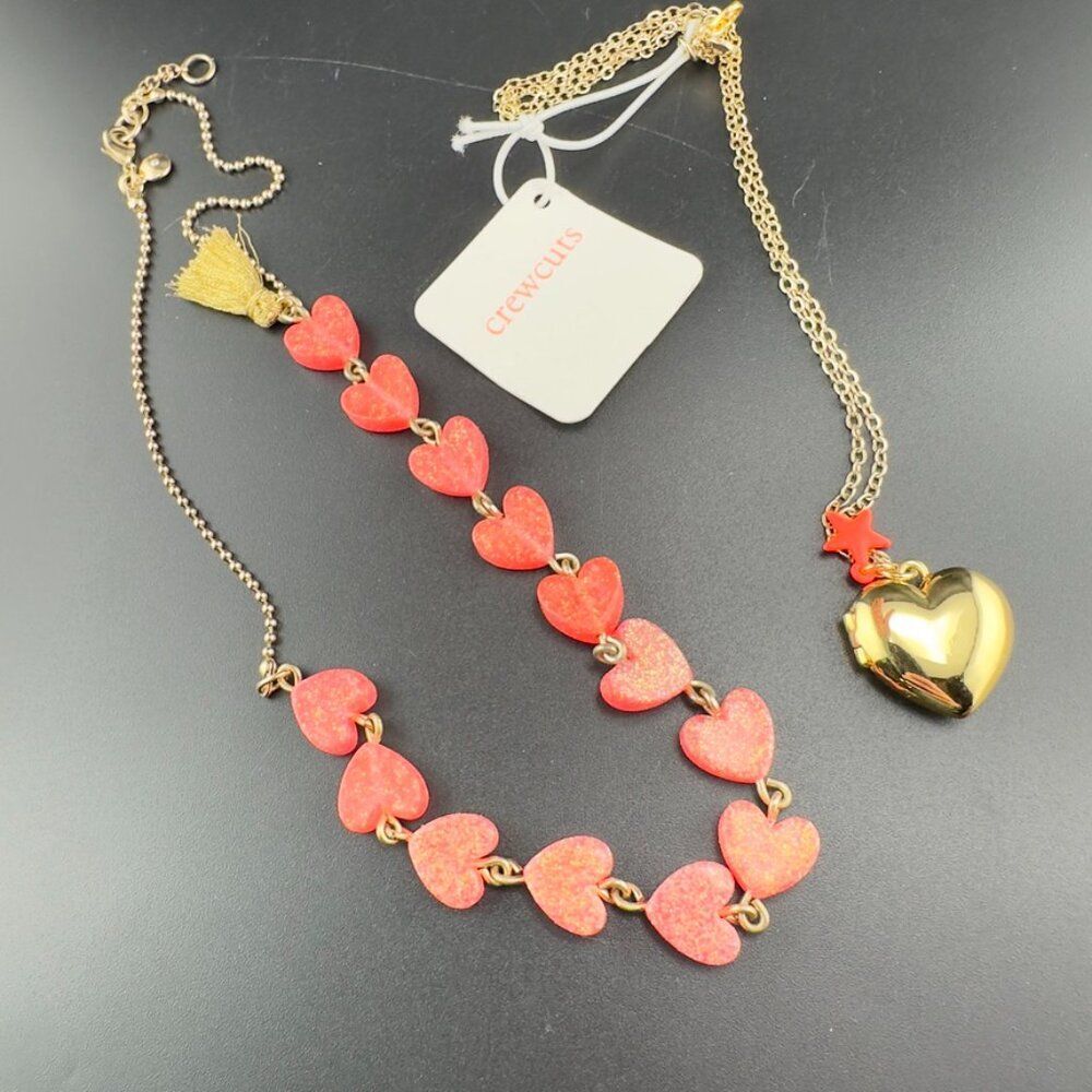 Two Crewcuts Girls Necklaces - Heart locket gold tone